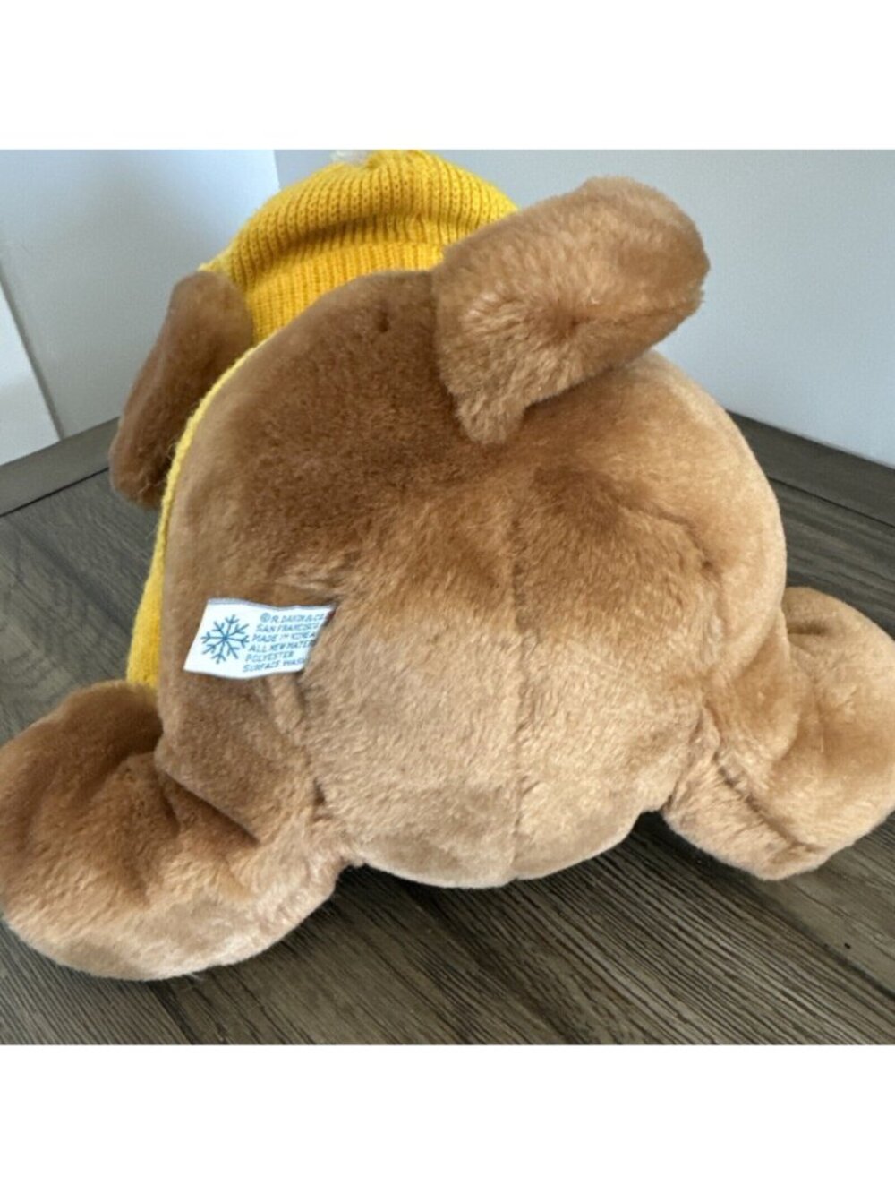 Vtg Sno Buddies Plush Dog Yellow Sweater Snowflake 14" By R. Dakin & Co. 1985 - Picture 10 of 11
